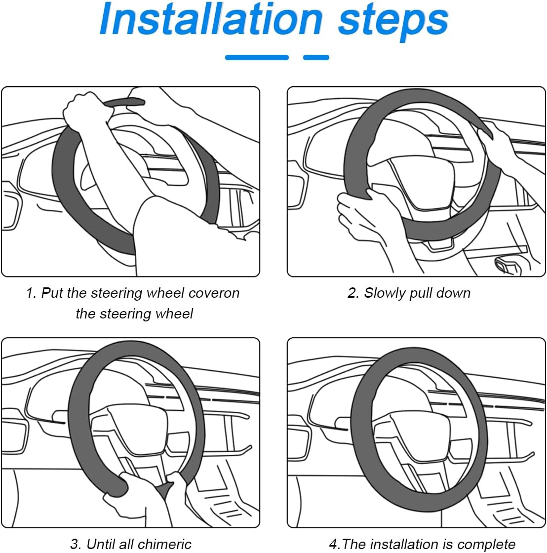 Car Steering Wheel Cover, 14.5"-15" Leather Anti-Slip Sporty Vehicle Steering Wheel Protector, Soft Breathable Auto Interior Decoration Accessories, Universal for SUV Truck Sedan (Grey)