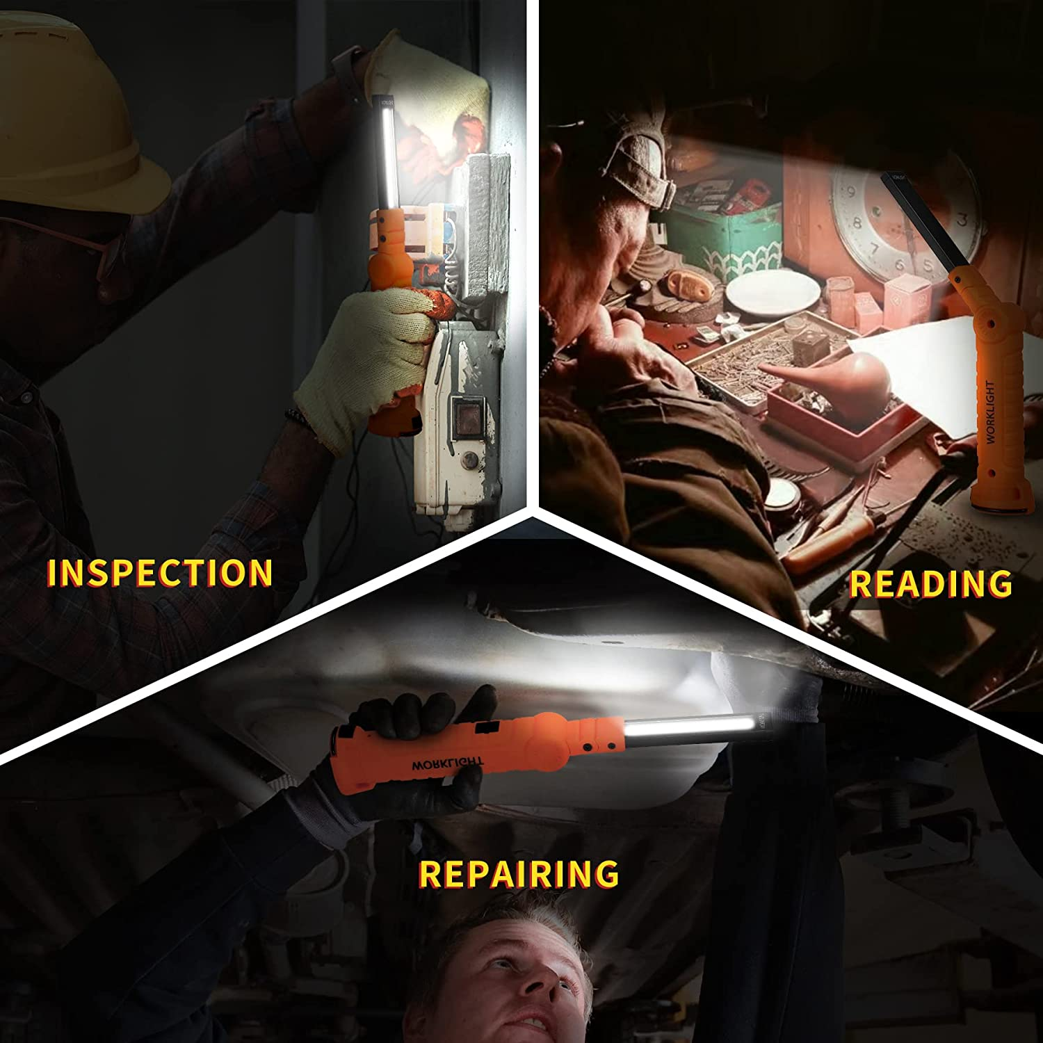 LED Rechargeable Work Light Flashlight Torch,Vagocom USB Portable COB Bright Inspection Lamp,Small Lantern with Magnetic Base for Mechanic Tools,Mechanic,Camping,Emergency,Workshop(1 Pack) image number 5