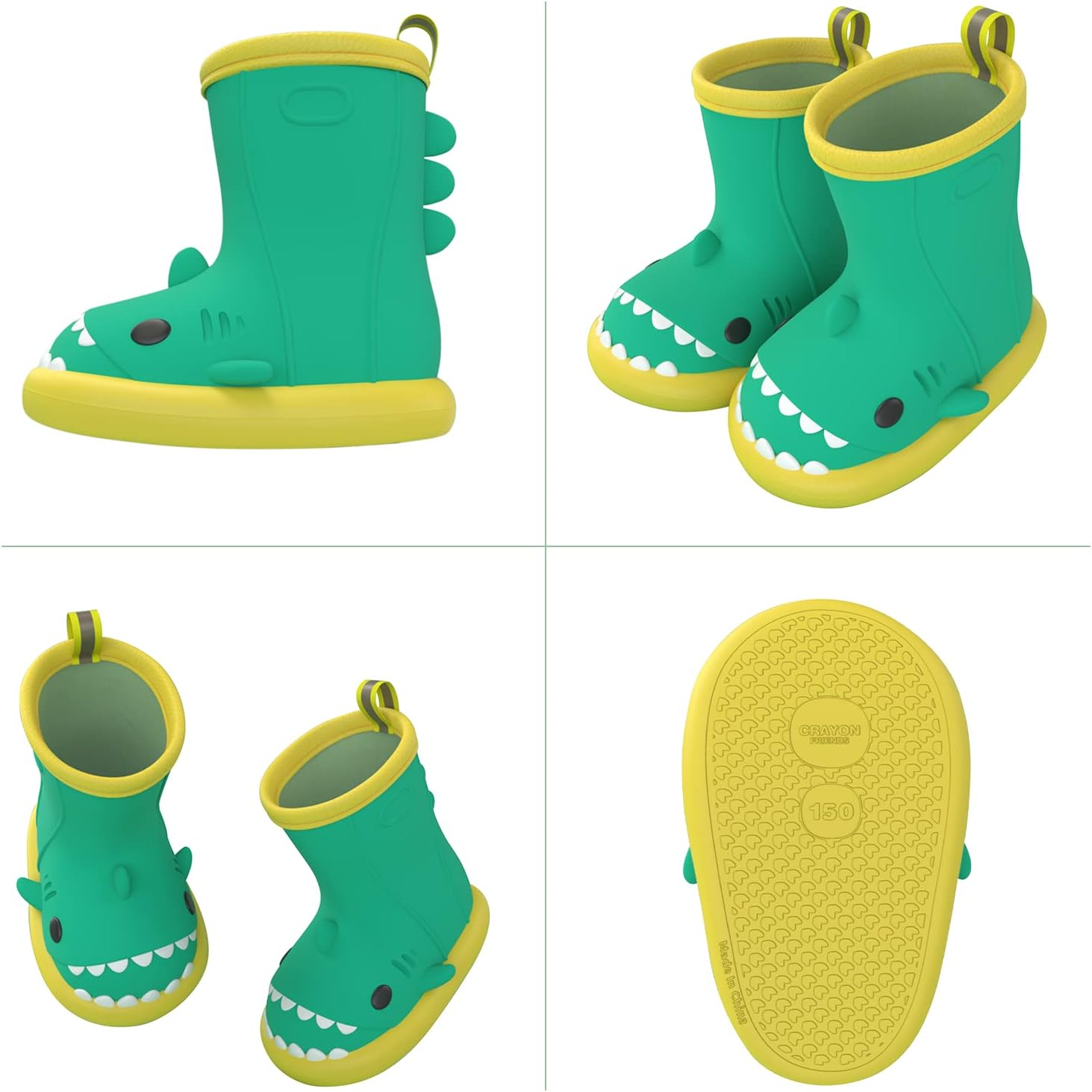 USOR Children'S Rain Boots Baby Boys Girls Non-Slip Rain Boots Water Shoes Waterproof Children'S Rubber Shoes with Carton Shark image number 1