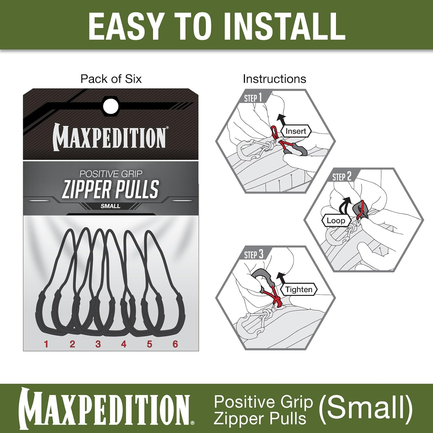 Maxpedition Small Zipper Pulls Pack of 6 Luggage Tag, 2 Cm - Black image number 5