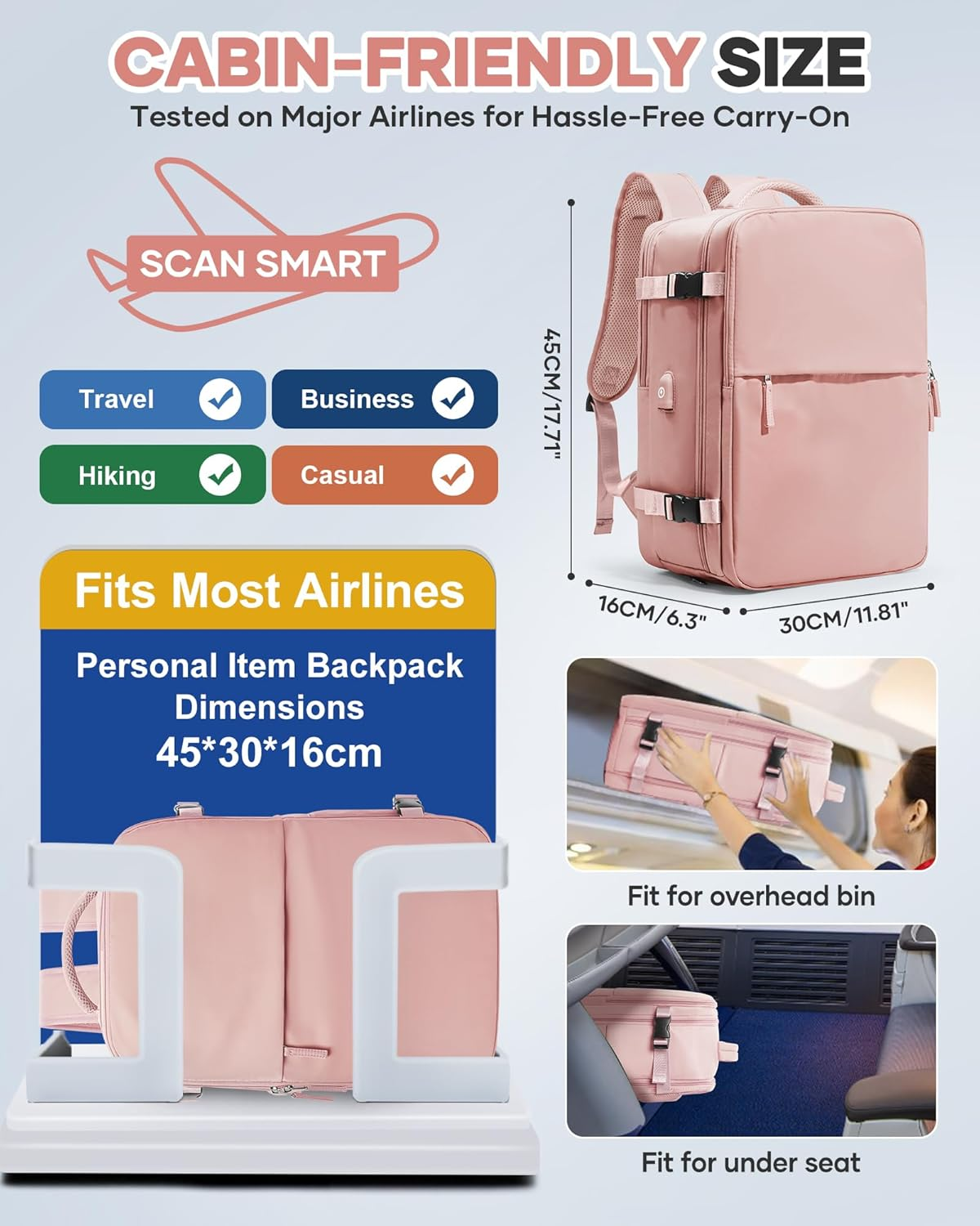 Pakembl Vacuum Backpack Travel with Pump Travel Backpack with Vacuum System Laptop Backpack Waterproof Carry on Casual Backpack 14/15.6Inch with Shoes Compartment image number 4