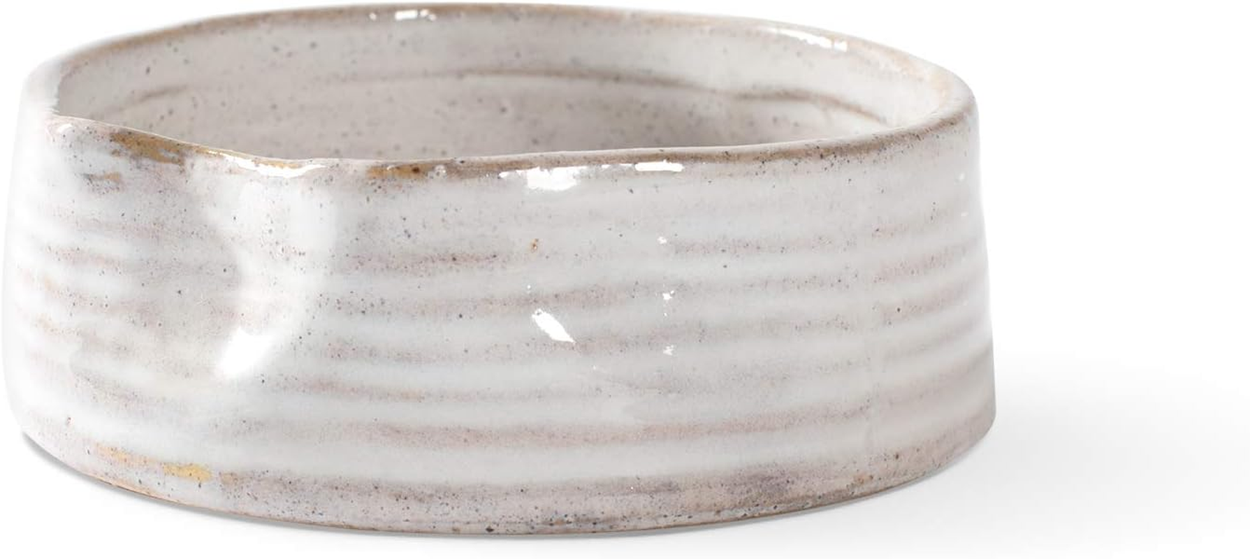 Fringe Studio Stoneware Pet Bowl, Medium, Ribbed White (501005)