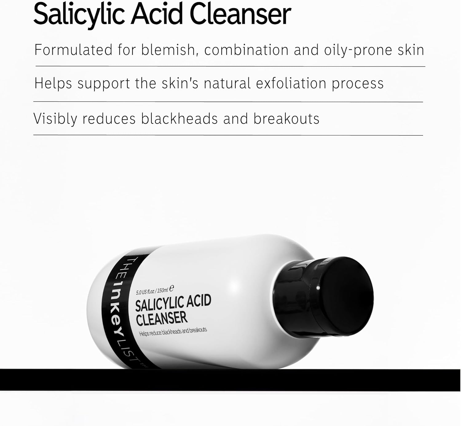 The INKEY List 2% Salicylic Acid Cleanser 150Ml, Anti-Acne Face Wash, Exfoliating Skincare, Minimize Excess Oil, Suitable for All Skin Types image number 4