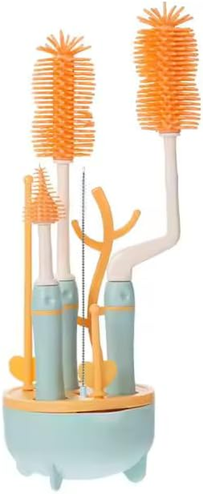 Hercules Bear 5-In-1 Baby Bottle Cleaning Brush Kit, Silicone Bristles, Nipple, Straw, Drying Rack, 5 Cm, Pink image number 3