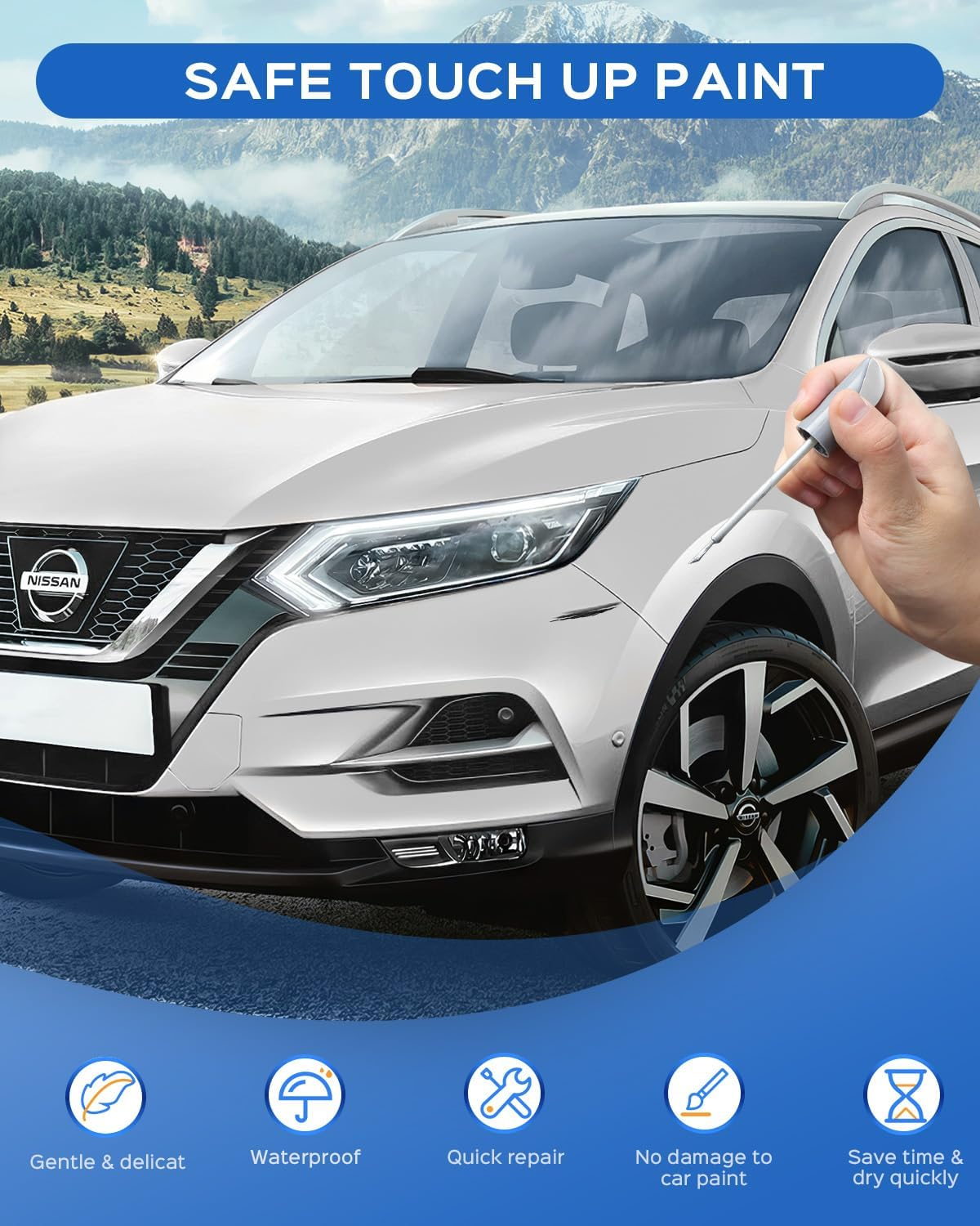 QAB Pearl White Tricoat Touch up Paint Compatible with Nissan Exact Match Chips and Nicks Touch Up image number 1