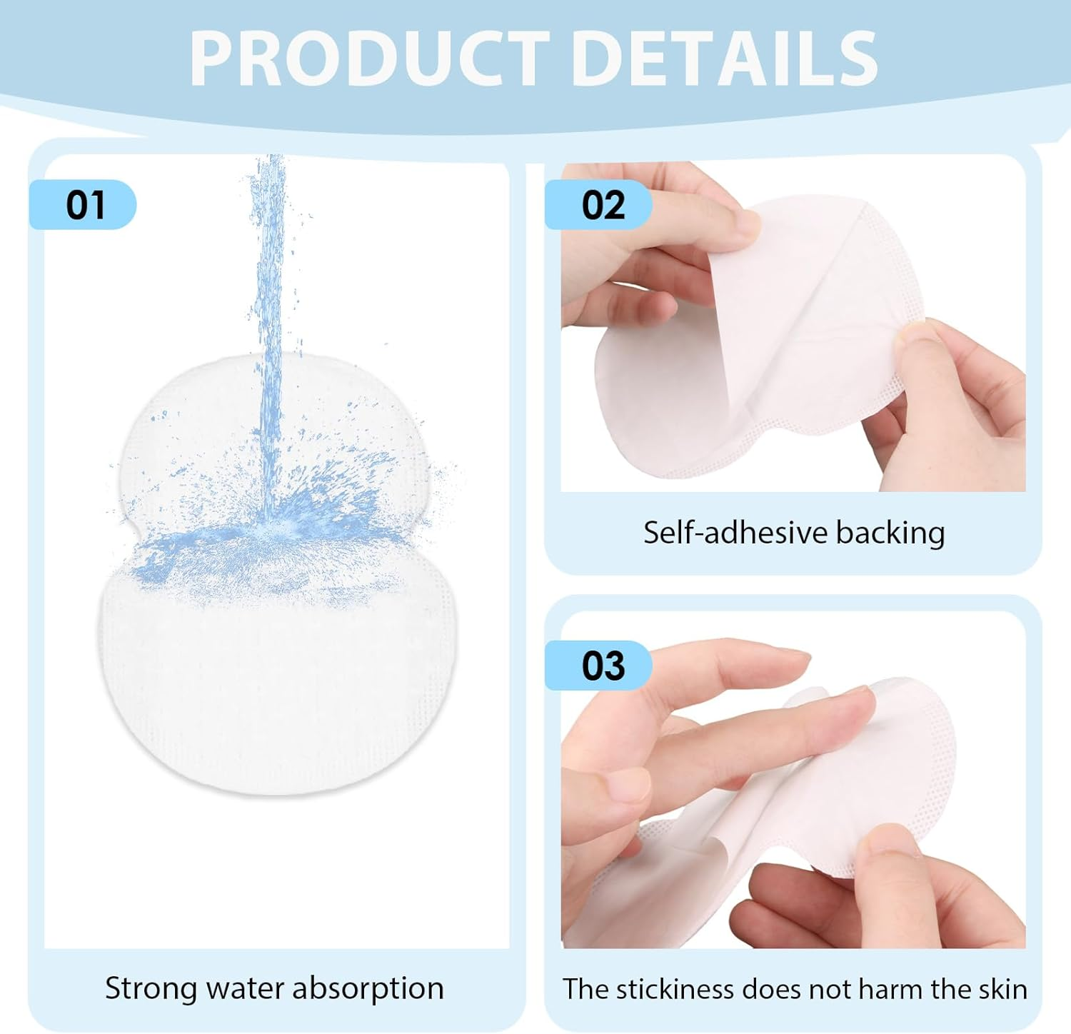 120 Pcs Underarm Sweat Pads, Armpit Sweat Absorbing Patch, Sweat Shields Breathable for Women Men Daily Use Prevent Underarm Stains Deodorant Protectors for Clothing Freshness image number 1