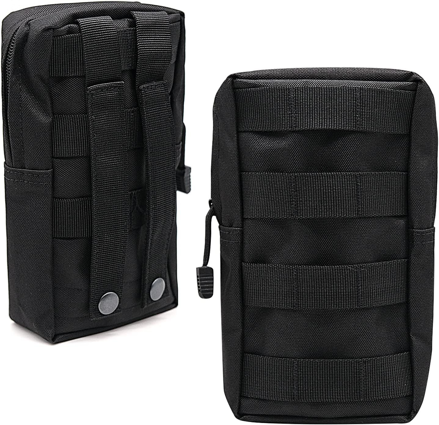 2 Pcs Tactical Molle Pouch, Multi-Function Portable EDC Gadget Waist Bag Small Tactical Belt Bag for Camping Hiking Trekking, Black, Classic image number 4