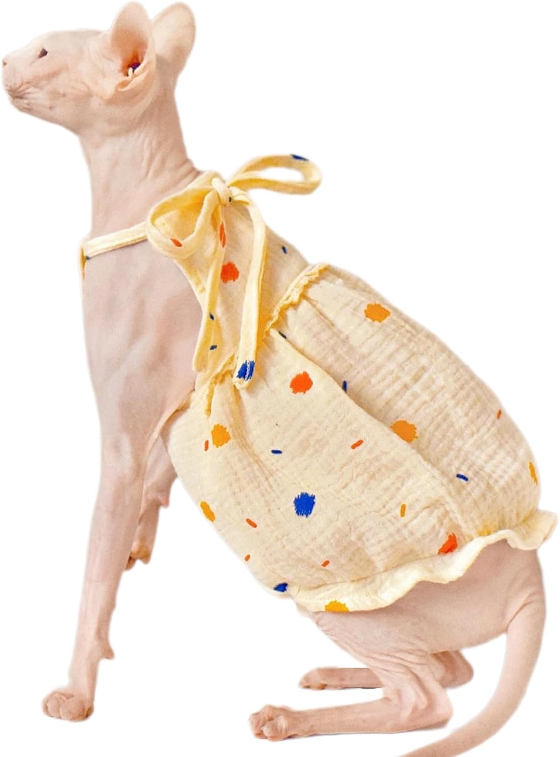UOSIA Sphynx Cat Clothes for Cats Only Cute Cat Apparel Cotton Hairless Cats Shirt Summer Breathable Cat T-Shirts Kitten Vest Skirt for Girl Cats Small Dogs image number 2