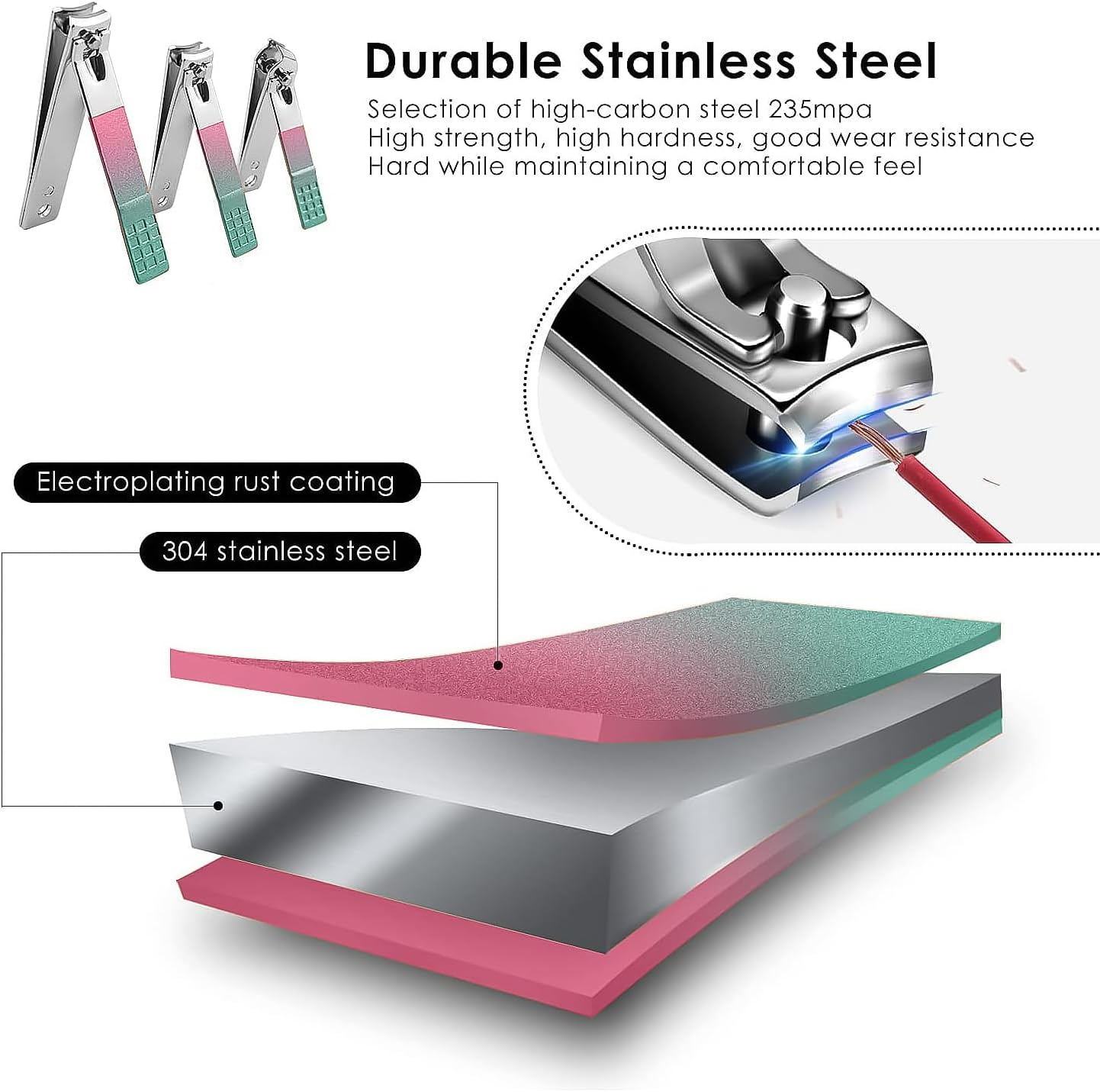 WOAMA Manicure Set Travel Nail Clippers 10-Piece Toenail Clippers Pedicure Kit Stainless Steel Nail Kit for Women - Rainbow image number 1