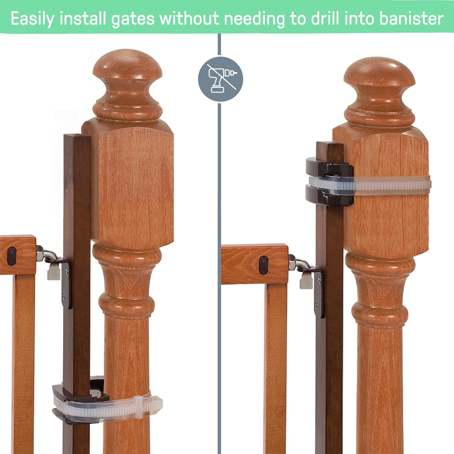 Summer Banister to Banister Universal Adapter Mounting Kit for Pet and Baby Gates, for round or Square Banisters, Fits Most Hardware and Pressure Mount Gates up to 37" Tall, Gate Sold Separately