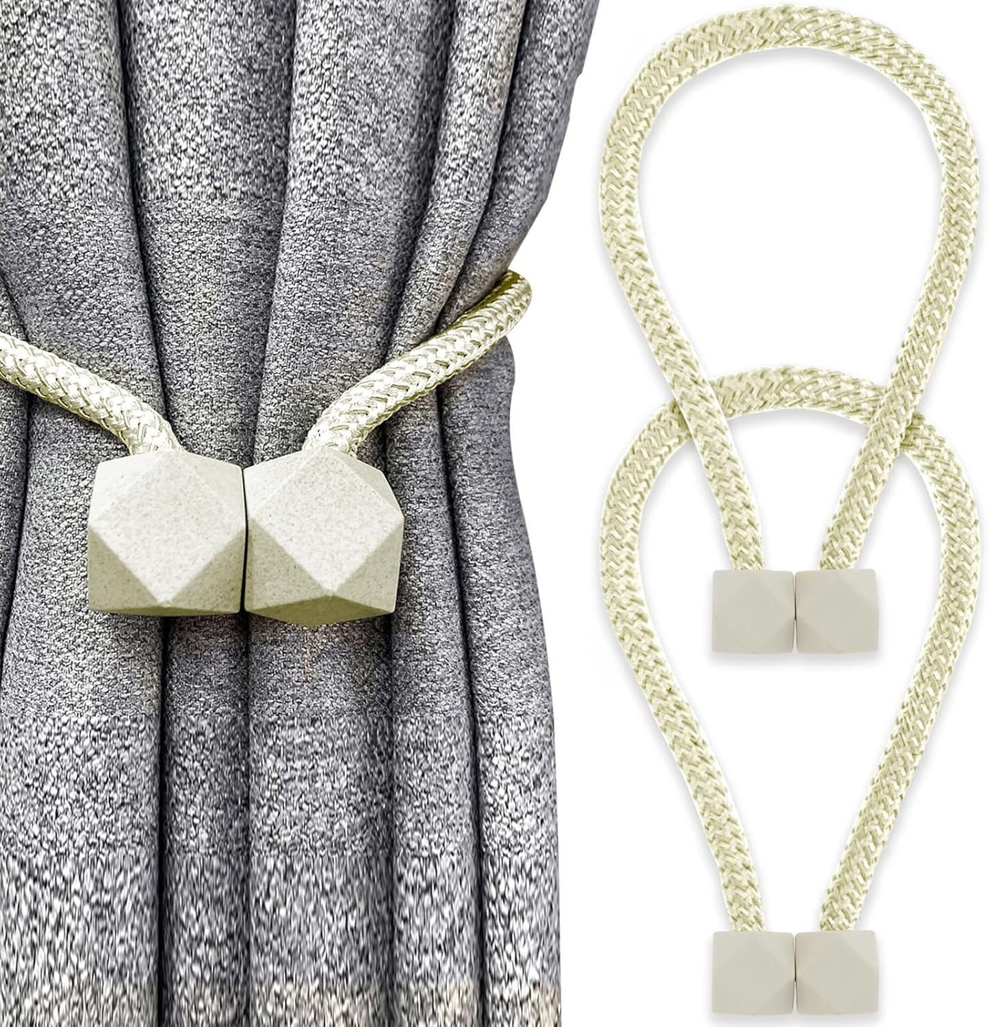 Yatinkim Magnetic Curtain Tiebacks 4 Pack Curtain Tie Back for Curtains Beige Curtains Holdbacks Holder Attachment for Draperies Magnetic Shower Drape Clips Home Decor Indoor