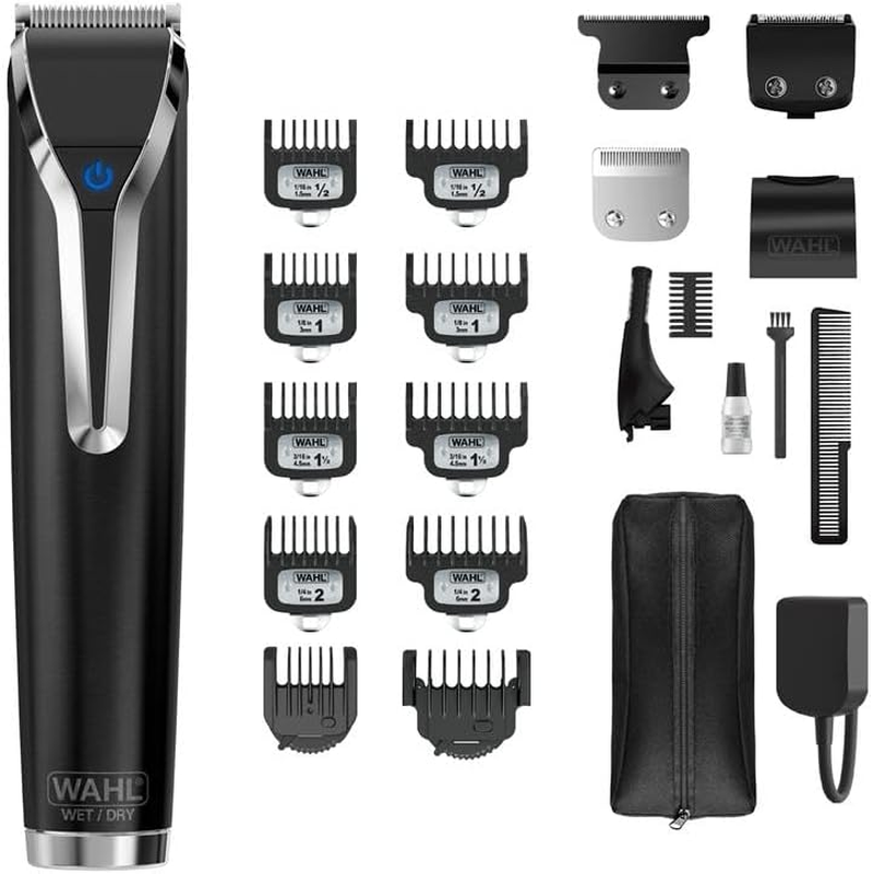 Wahl Stainless Steel Waterproof Lithium Ion Beard Trimmer for Men - Black - Electric Shaver, Nose Ear Trimmer, Rechargeable All in One Men'S Grooming Kit image number 2