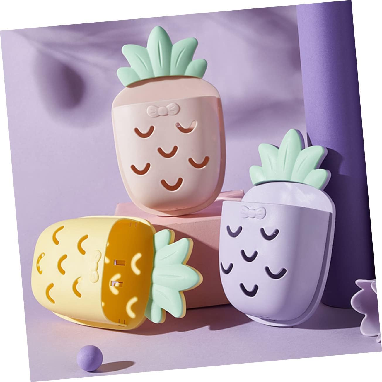 Mobestech 4Pcs Pineapple Bathroom Wall Organizer Wall Mount Storage Holder for Cosmetic Toothbrushes Accessories and Storage Holder for Bathroom Use image number 1