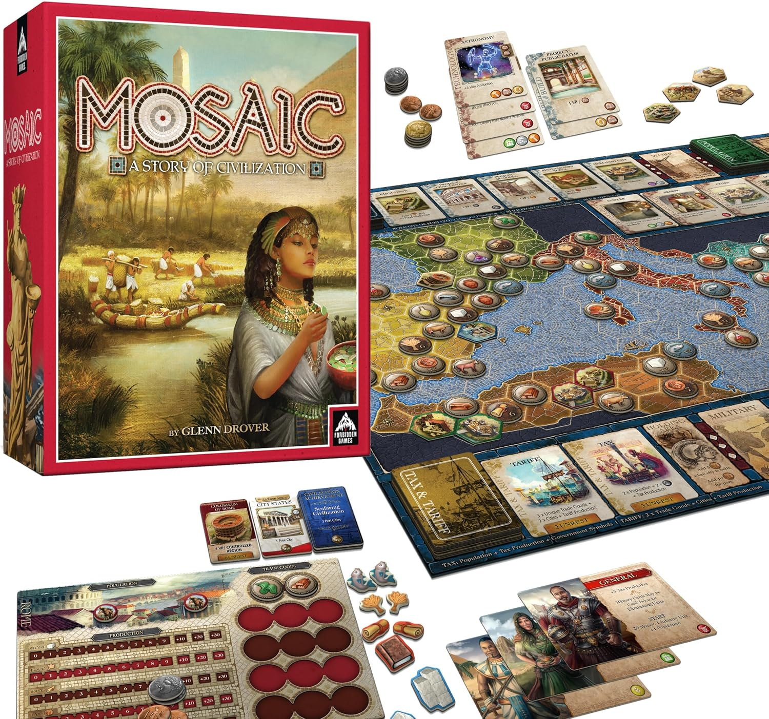 Mosaic: a Story of Civilization - Strategy Board Game for Adults and Family | Fast, Fun, Action-Selection and Area Control Game | 2-6 Players | Ages 14 and up | 120 Minutes | by Forbidden Games image number 5