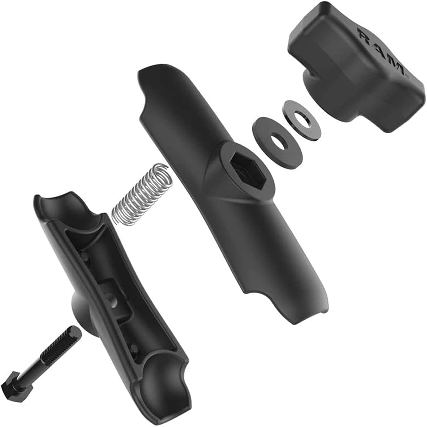 RAM MOUNTS RAM-B-201U Double Socket Arm M (Aluminum) Black [1 Inch]