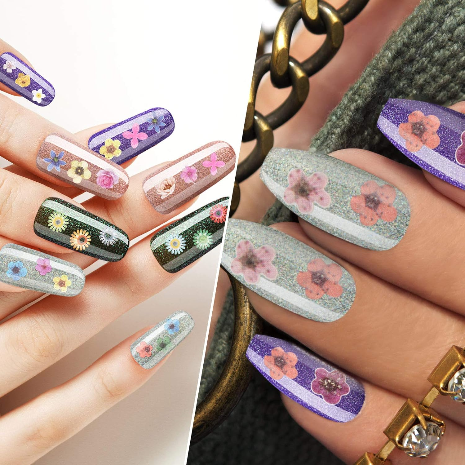 Maitys 3 Boxes 1080 Pcs 3D Flowers for Nails Decals (Not Self Adhesive or Stickers) Colorful Mixed 3D Flower Leaves Wood Pulp Nail Sequins for DIY Manicures image number 6