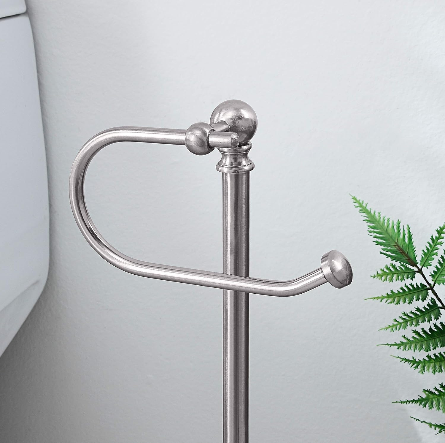 Sunnypoint Classic Bathroom Free Standing Toilet Tissue Paper Roll Holder Stand Chrome Brush Finish image number 6