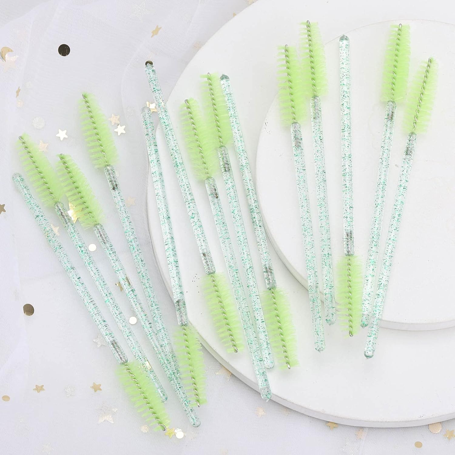 500 Disposable Mascara Wands Eyelash Brush Spoolies for Eyebrow Eye Lash Extension Pink - Black image number 4