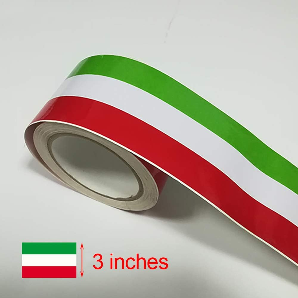 LZLRUN 3Inches X 118Inches Stripes Rally Side Hood Racing Motorsport Vinyl Decal Sticker Strip Bumper Engine Cover (Italian Flag Stripe Decal Sticker) image number 6
