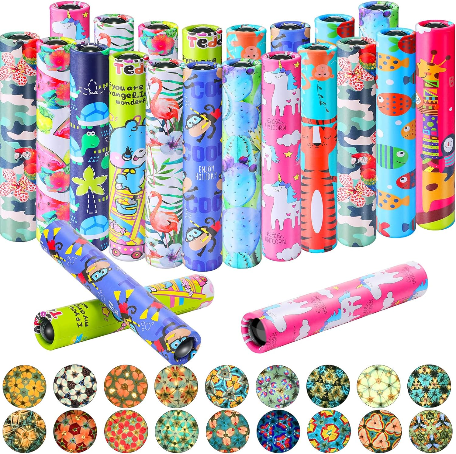 Chivao 20 Pcs Classic Kaleidoscopes Educational Toys for Party Favors Fun Kaleidoscope Toy Stock Stuffers Bag Fillers Birthday School Classroom Prizes, Random Colors (Unicorn) image number 2