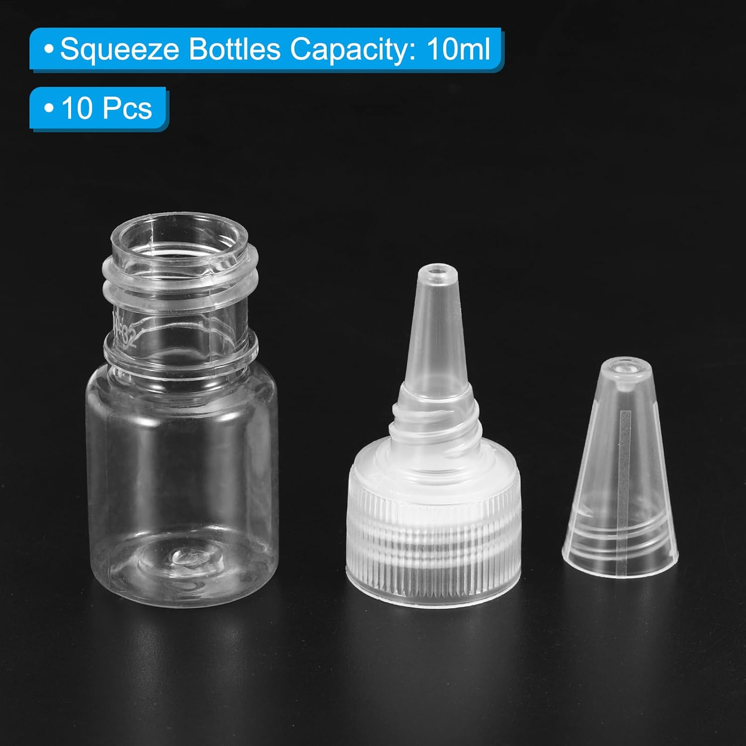 Uxcell 10Ml Small Squeeze Bottle, 10 Pcs Glue Bottle Applicator Bottle Air Brush Bottles Mini with Steel Ball for Paint Gun Oil Glue DIY Air Craft Tie Dye image number 3