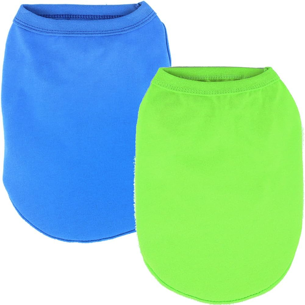 2 Pack Plain Dog Shirts for Small Dogs Girl Blank Pet Clothes Breathable Doggy Outfits for Yorkie Chihuahua Teddy French Bulldog Hot Pink & Puprle (Neck Girth 10.24'')
