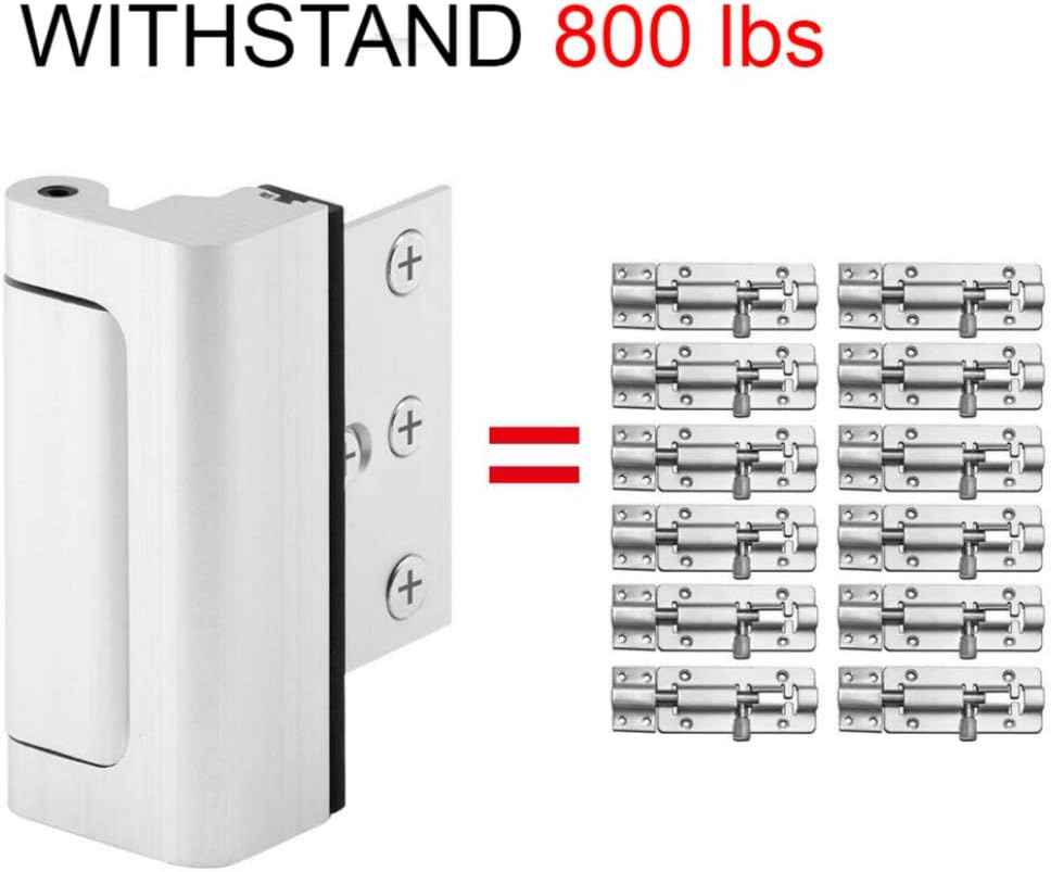 2 Pack Door Reinforcement Locks with 8 Screws, Defender Security Door Lock for Toddler, Childproof Door Lock Night Lock Withstand 800 Lbs, White image number 6