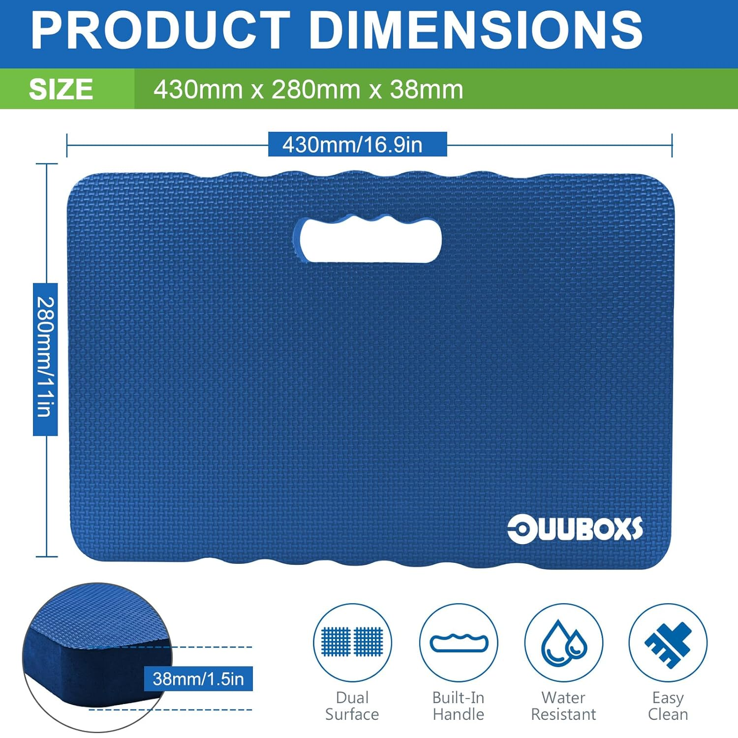 Premium Thick Kneeling Pad, Extra Soft Foam Garden Kneeling Mat, Large Comfort Kneeler Cushion for Gardening, Exercise, Yard Work, Baby Bath, 17.5 X 11 X 1.5 Inch, Blue image number 3