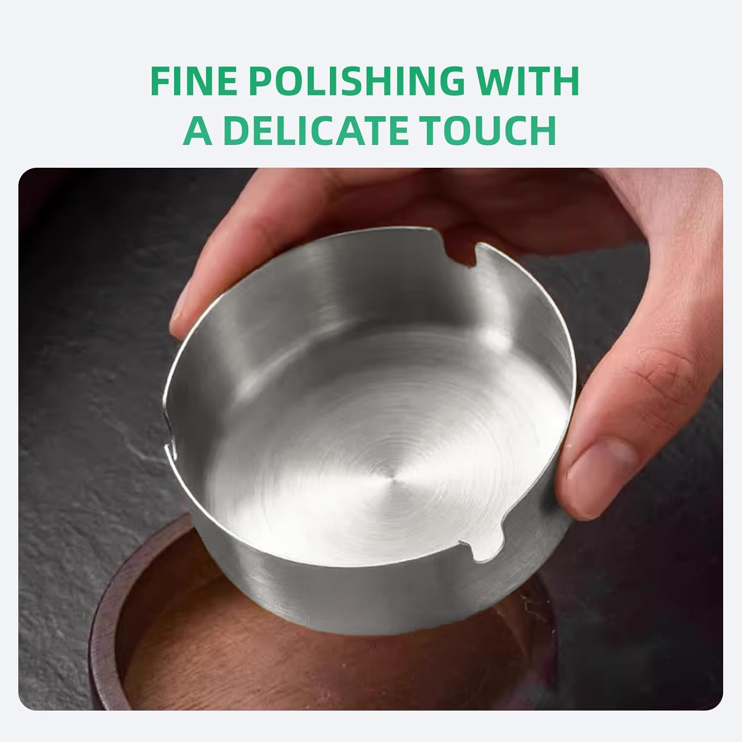 Wooden Ashtray with Stainless Steel Inner Box - Flameproof Design with Lid anti Fly Ash with Trough - Portable Office and Home Decorative Indoor Outdoor Use image number 1