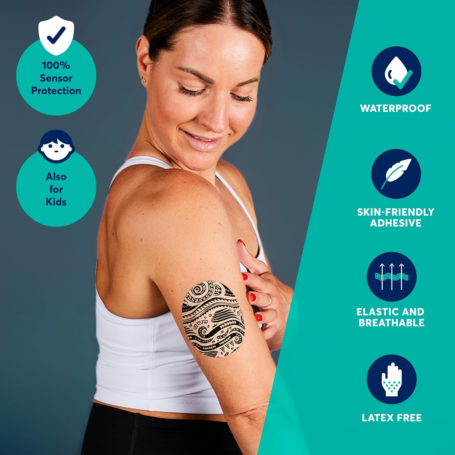 Curetape Sensor Patches - Sensor Fixing Plasters - Covers for Freestyle Libre, Dexcom and Medtronic Guardian Sensors - Fixation Tape for Your Sensor (Tattoo) image number 4