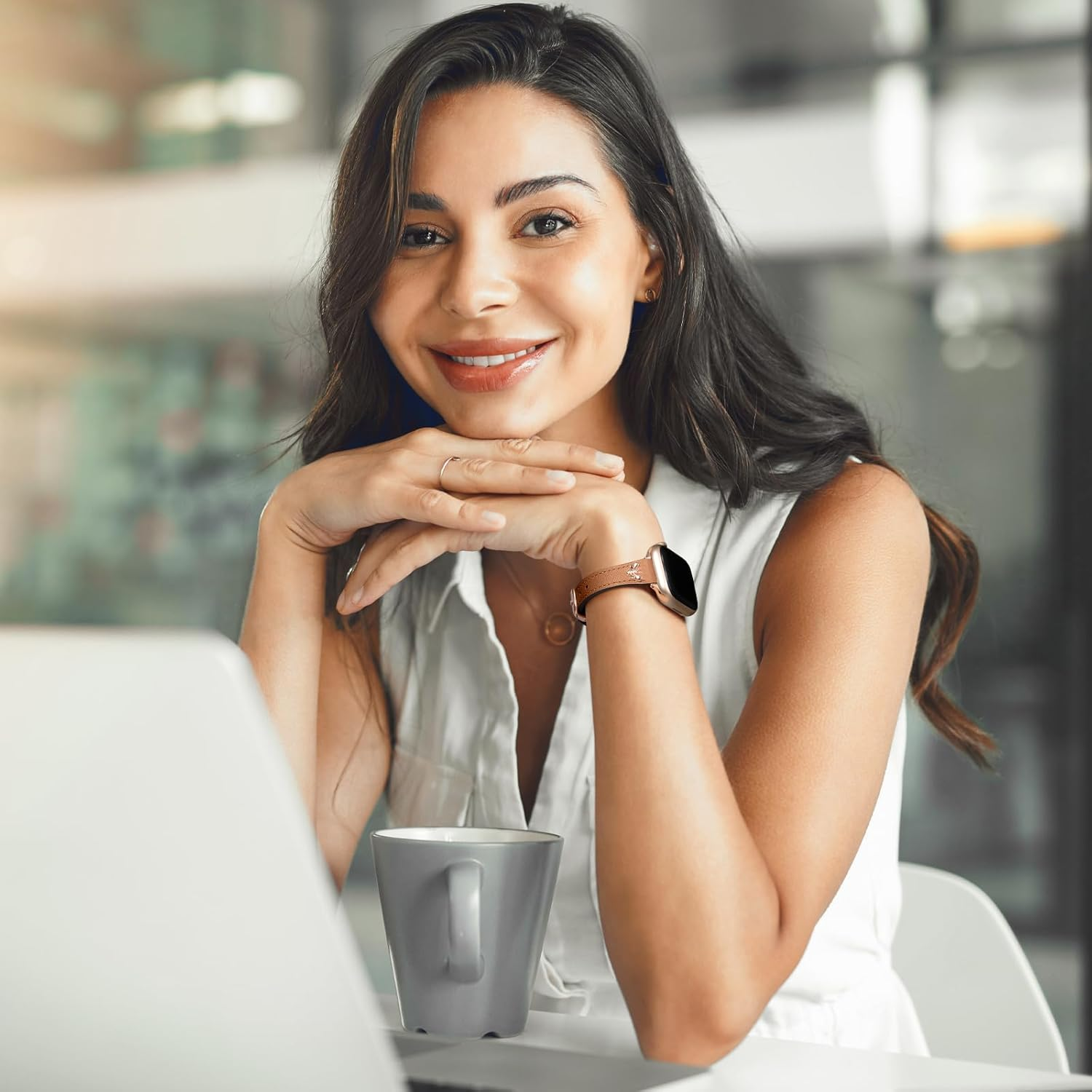 Getino Slim Band Compatible with Apple Watch Bands for Women 38Mm 40Mm 41Mm 44Mm 45Mm 46Mm 49Mm 42Mm, Soft Top Grain Genuine Leather Replacement Strap for Iwatch Series 10 9 8 7 6 5 4 3 2 1 SE Ultra image number 4