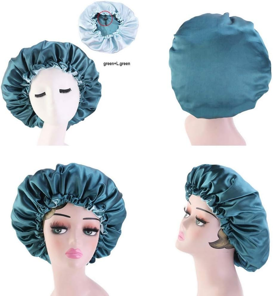 COMVIP Women Solid Satin Bonnet Sleeping Soft Hair Turbans Caps A: Purple image number 3