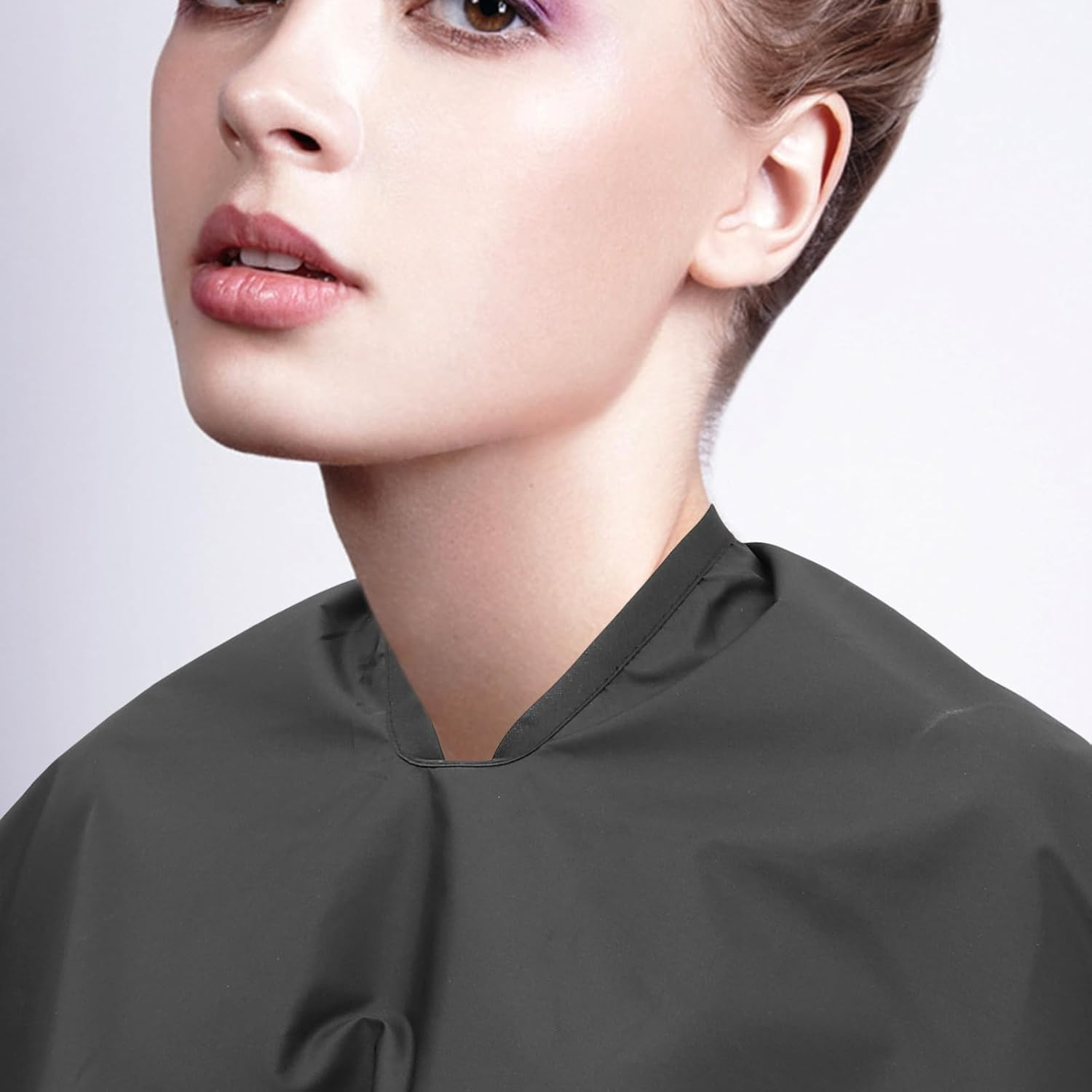 Healeved Waterproof Hair Shawl - Adjustable Black Hair Cutting Cape for Salon and Home Use Comfortable and Lightweight Hairdresser Smock image number 3