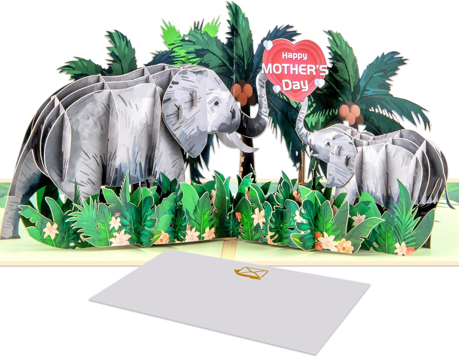 Magic Ants 3D Pop-Up Mother&rsquo;S Day Card &ndash; "Happy Mother&rsquo;S Day" with Glittery Floral Design, Yellow and Silver Script, Colorful Flowers, Lavender Sprig, Includes Envelope and Blank Notecard for Mom, Stepmother, Mother in Law, Grandma, Wife, Sister, Aunt