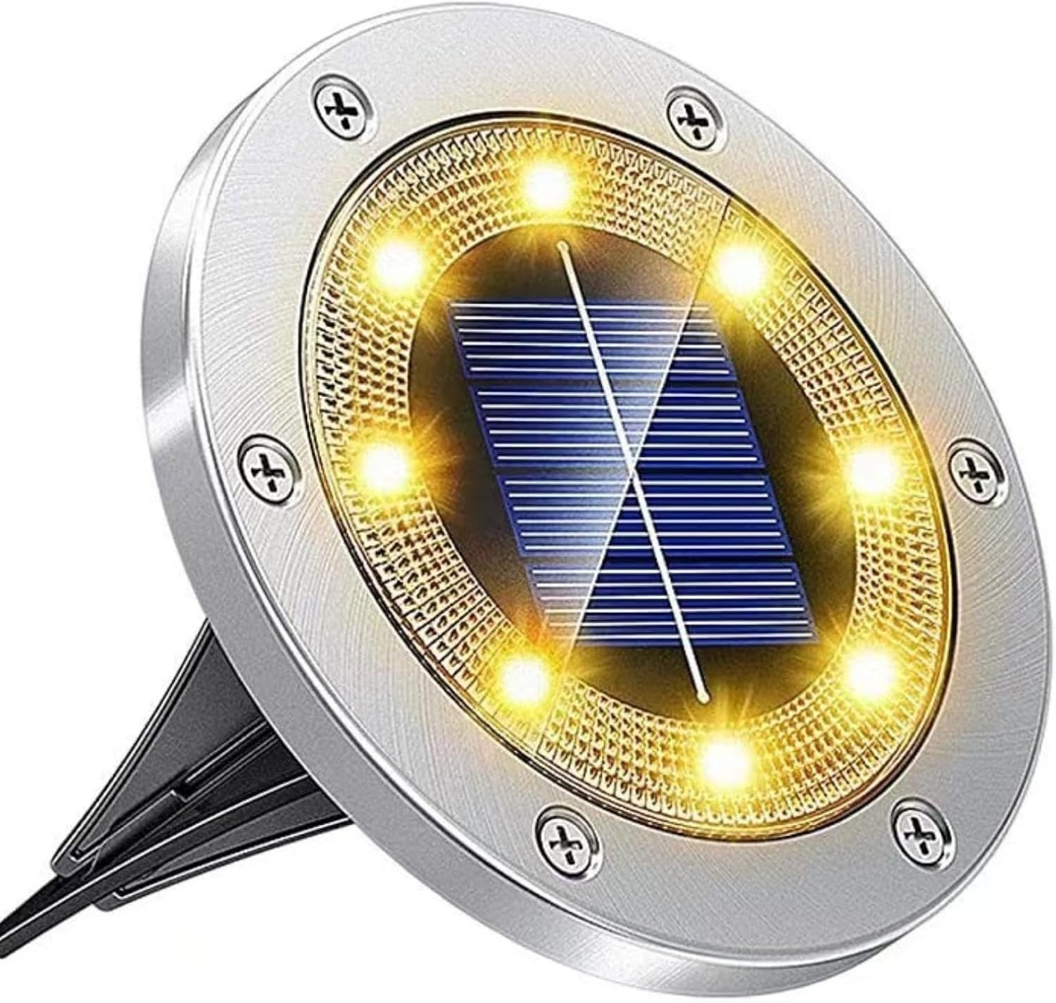 Solar Powered LED Buried Inground Recessed Light Garden Outdoor Solar Ground Lights, Waterproof Outdoor Light Landscape Lights for Pathway, Yard, Deck, Lawn, Patio, Walkway | Warm White | 4 Pieces image number 3