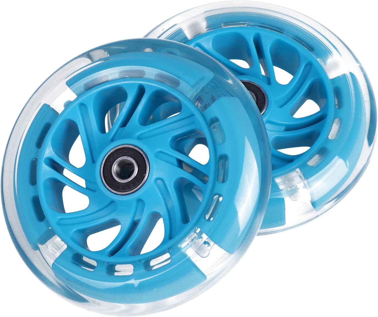 120Mm Light up Flashing Scooter Front Replacement Wheels W/Bearings for Kids 3-Wheeled Kick Scooters (Blue) image number 5