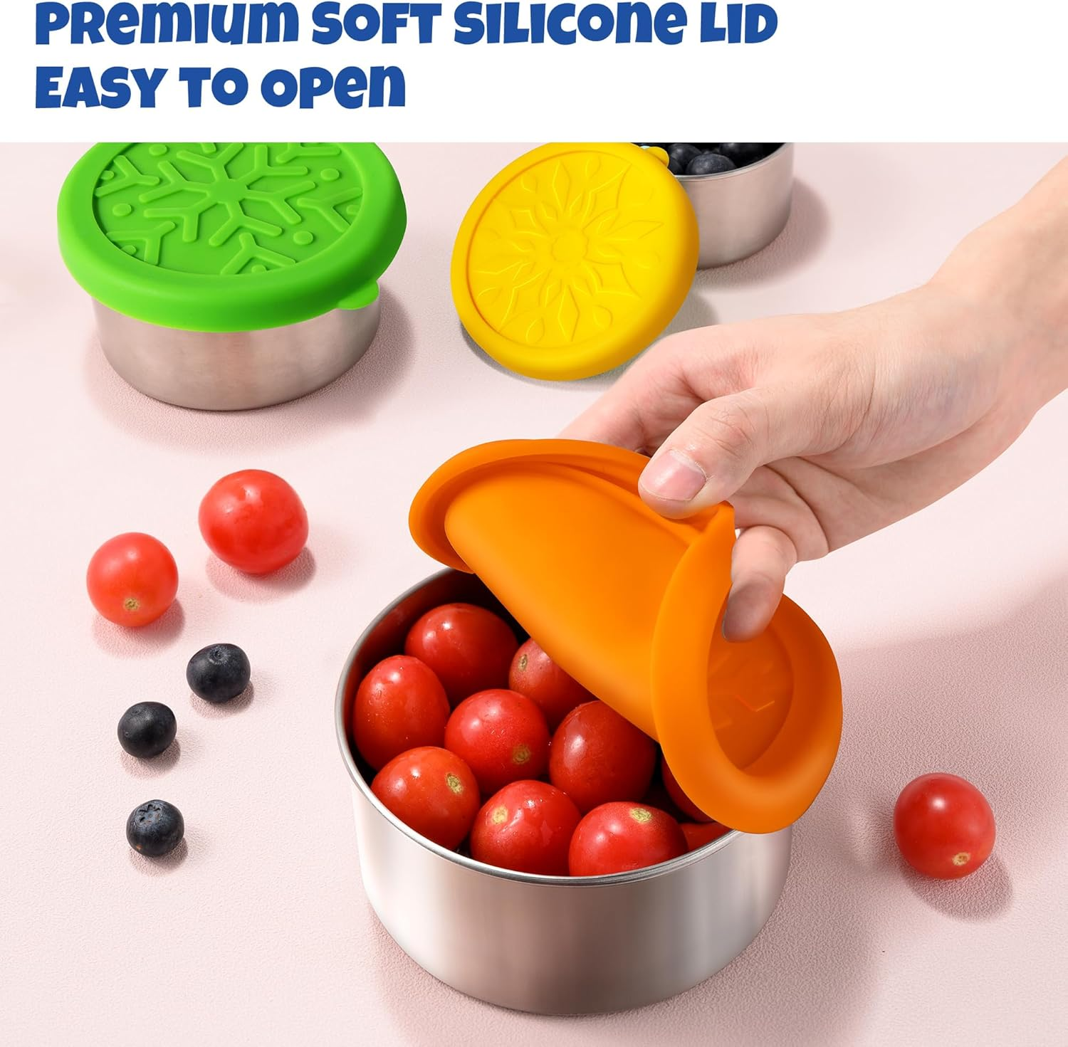 Homotte Stainless Steel Containers with Lids Small for Lunch Food/Snacks, Leak-Proof and round Stainless Steel Food Storage Containers for Back to School Kids, 3 Pack Stackable (400Ml, 220Ml, 100Ml)