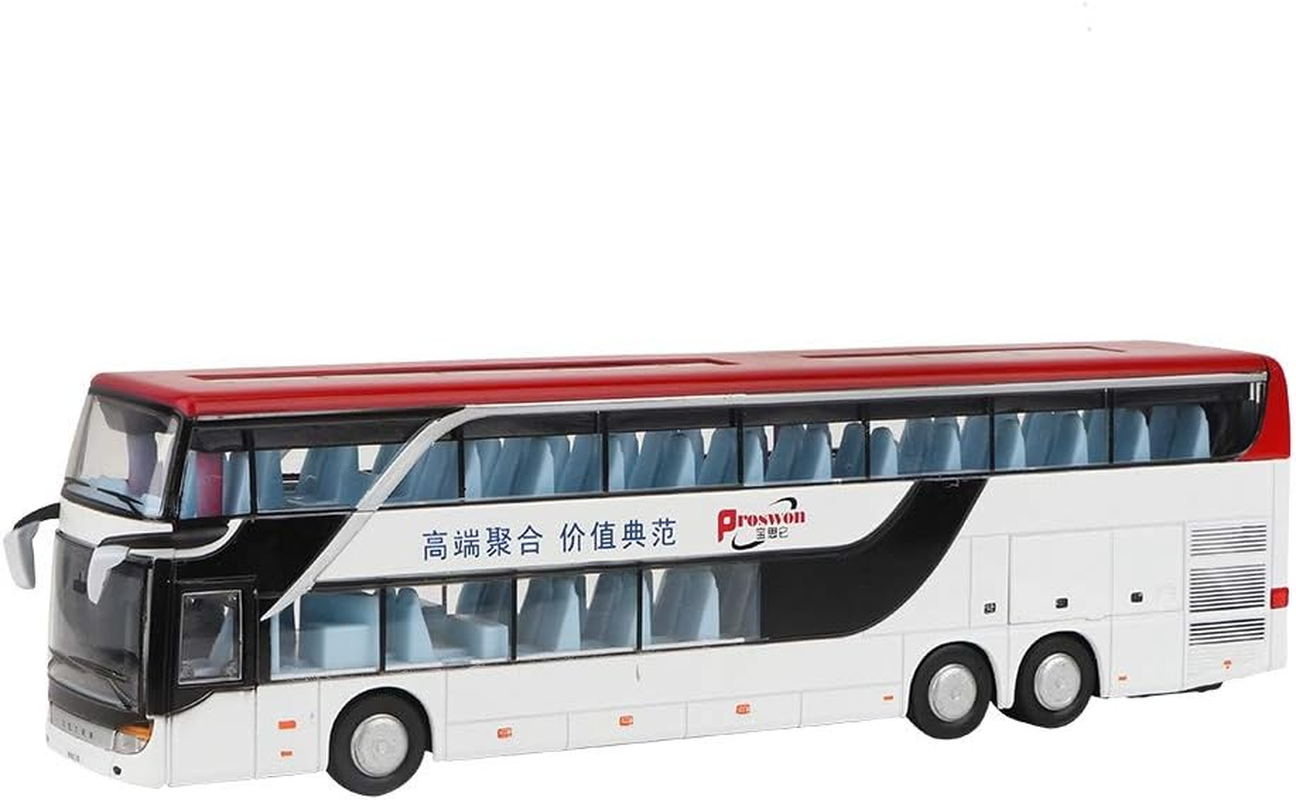 Electric Alloy Bus Toy Double-Decker Bus Toy, Kids Car Model Toy, Vehicles Toy Girls for Boys(White Red) image number 1