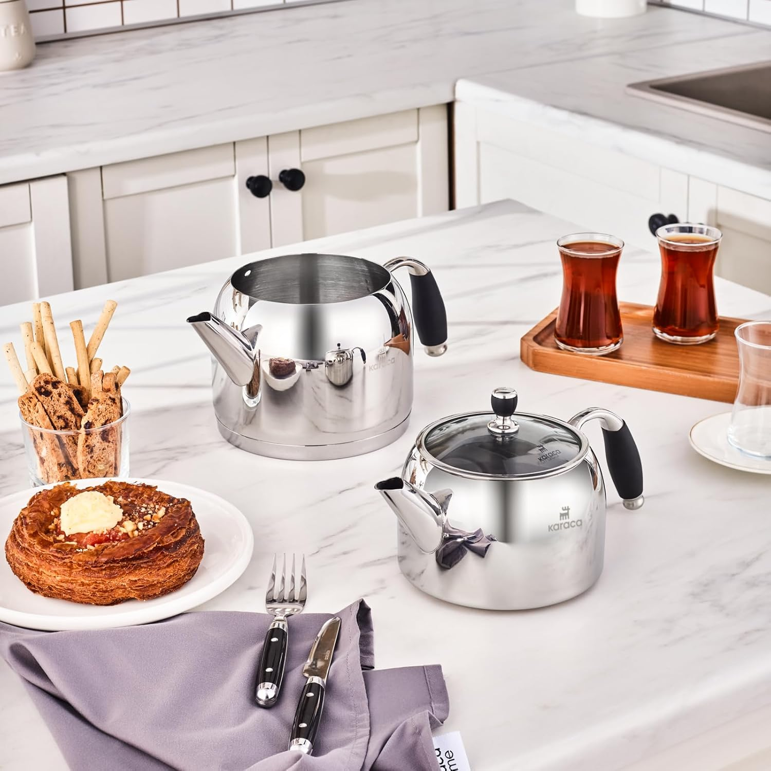 Karaca Stella Edelstahl-Teekannen - Schwarzes image number 3