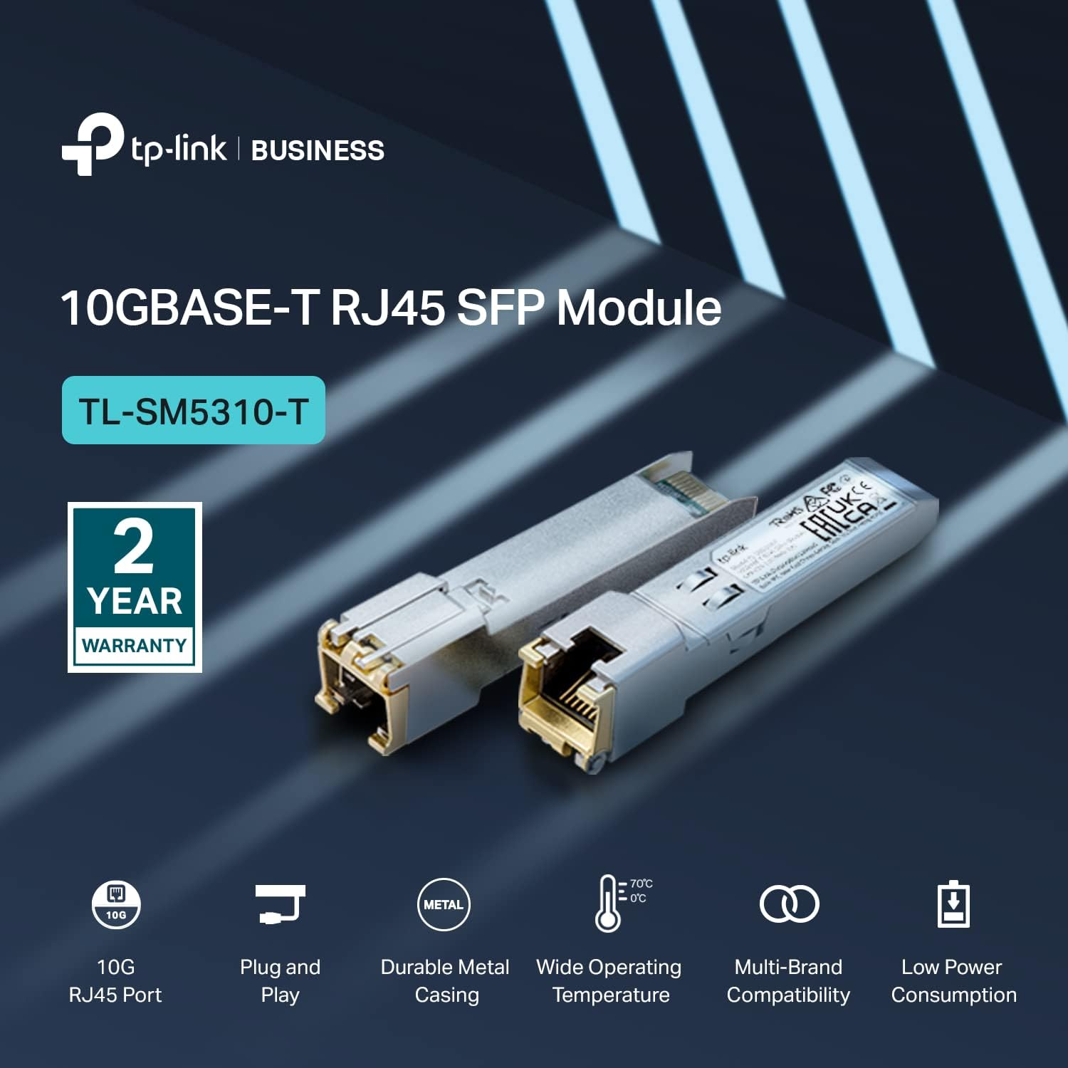 Tp-Link TL-SM5310-T | 10Gbase-T RJ45 SFP+ Module | 10G Copper SFP+ Transceiver | SFP+ to Ethernet | Hot Pluggable | up to 30M Distance| | Durable Metal Casing | Versatile Compatibility, Silver (US Version) image number 6
