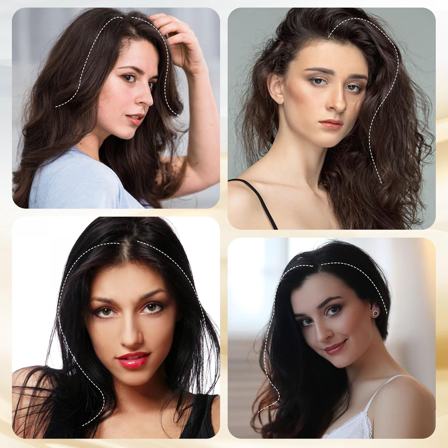 NICENEEDED Light Brown Clip-In Fake Bangs, Hair Clip in Extensions, Artificial Pony, Wavy, Curly, Long, Side Air Bangs Clips, Hair Clips image number 2