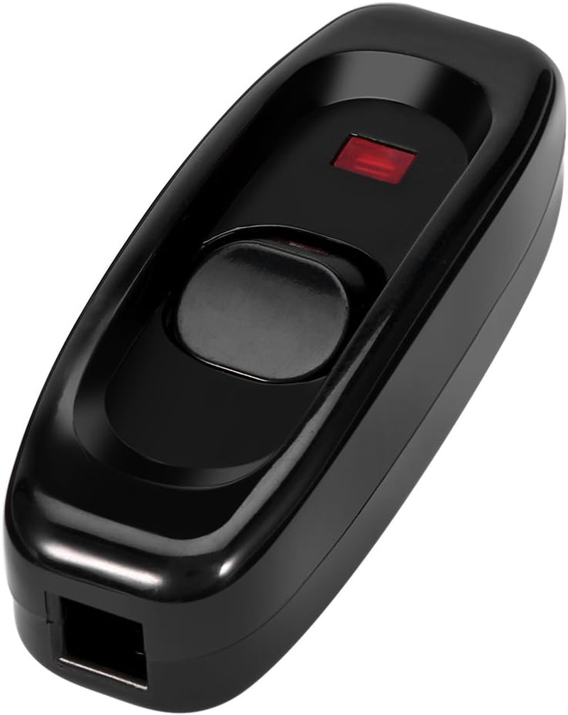 Cable Switch, AC 250V 10A Inline ON/OFF Table Desk Lamp Cord Cable Switch with LED Indicator Light Hanging Wall Lights ON/OFF Switch(Black) image number 1