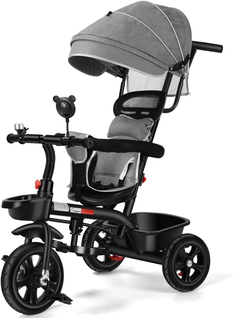 4In1 Baby Walker Kids Trike Tricycle Bike Children Bicycle Ride on Toy Safety Fence Adjustable Seat Handlebar Black image number 1