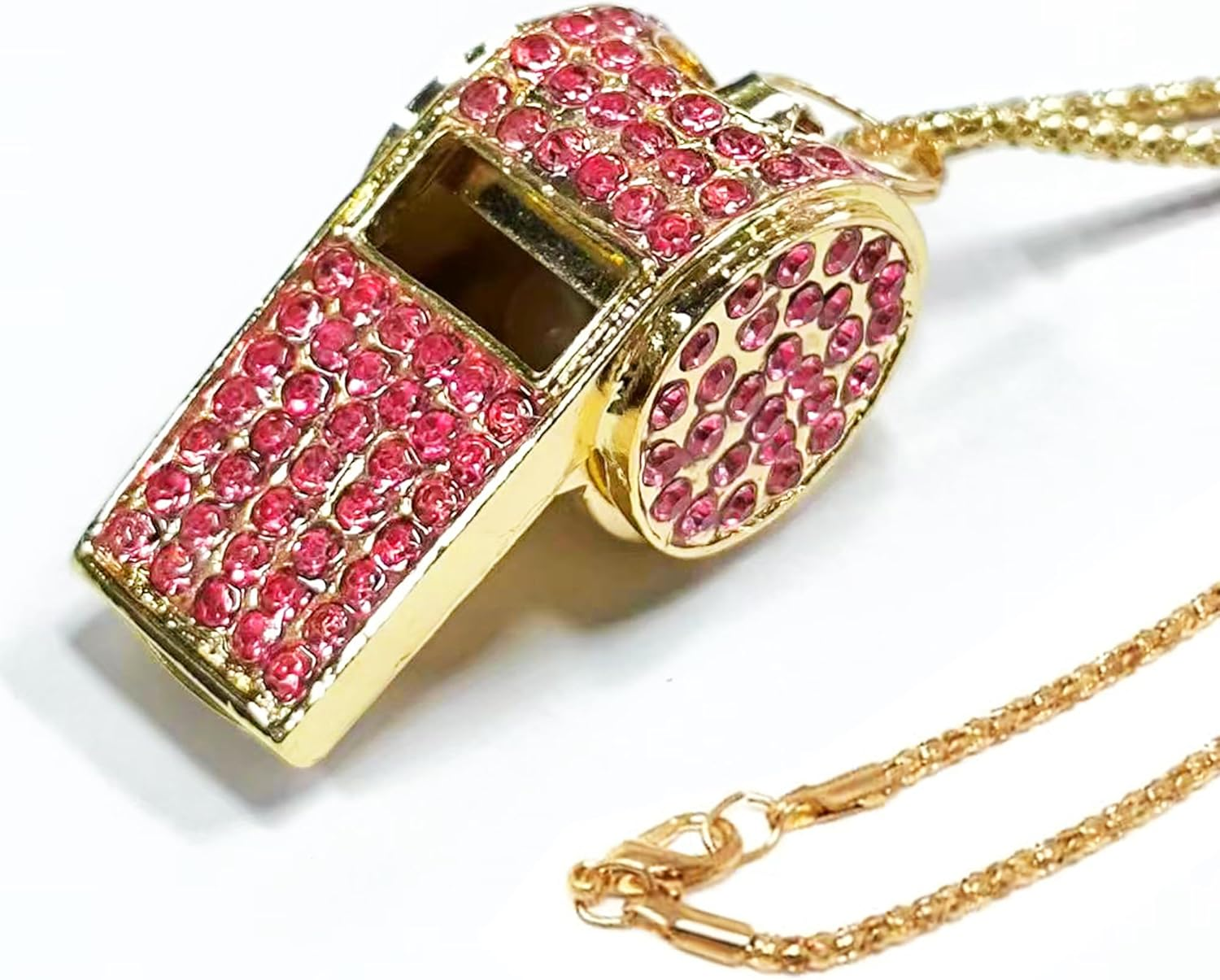 Ugpine Whistle, Metal Crystal Rhinestone Whistle,Bling Whistle,Shining Whistle with Chain for Referees/Coaches/Teachers/Polices/Training