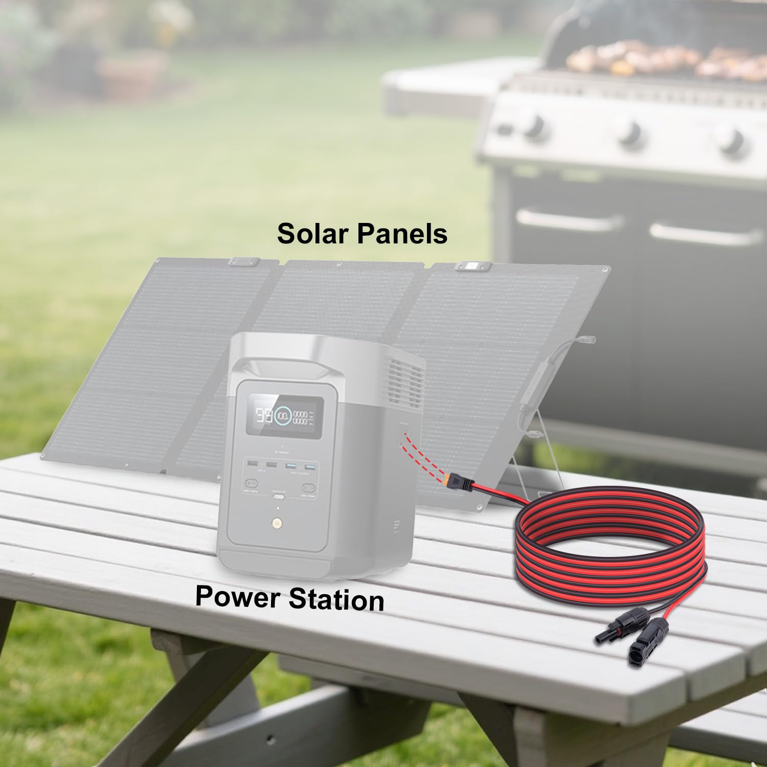 Solar to Xt60I Cable, 12AWG 10FT Xt60I Solar Charging Cable Connector for Foldable Panel Lifepo4 Battery Portable Power Station Generator image number 2