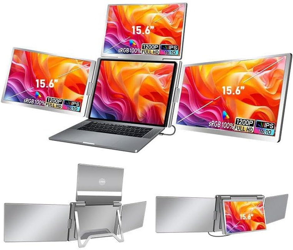 Trion 16" FHD Portable Monitor Quad Screen with One-Cable Triple Display Screen Extender for Laptops (Win10+, Mac M1/M2/M3 (1 Year AU Warranty) image number 1