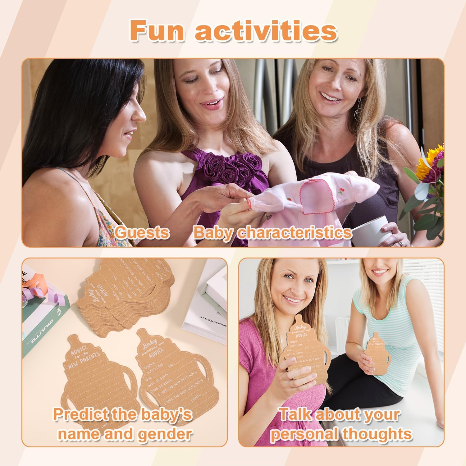 30Pcs Baby Prediction Cards, Baby Shower Advice Cards Baby Shower Favors for Decoration Baby Shower Game Yellow Baby Predictions and Advice Cards Baby Wishes Cards image number 6