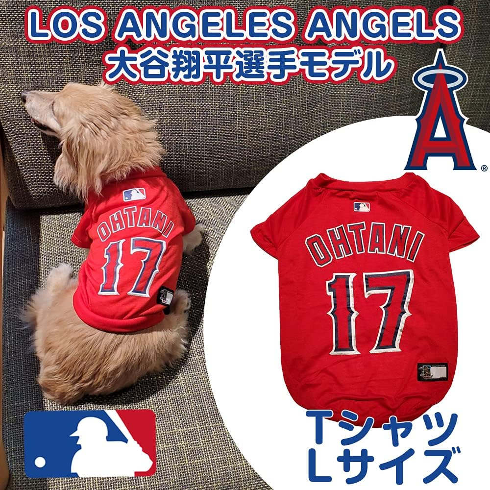 MLBPA SHOHEI OHTANI #17 TEE Shirt for Dogs & Cats. MLB Los Angeles Angels Dog T-Shirt, Large | Sports Dress for Pets | Licensed Sporty Dog Shirt. image number 5