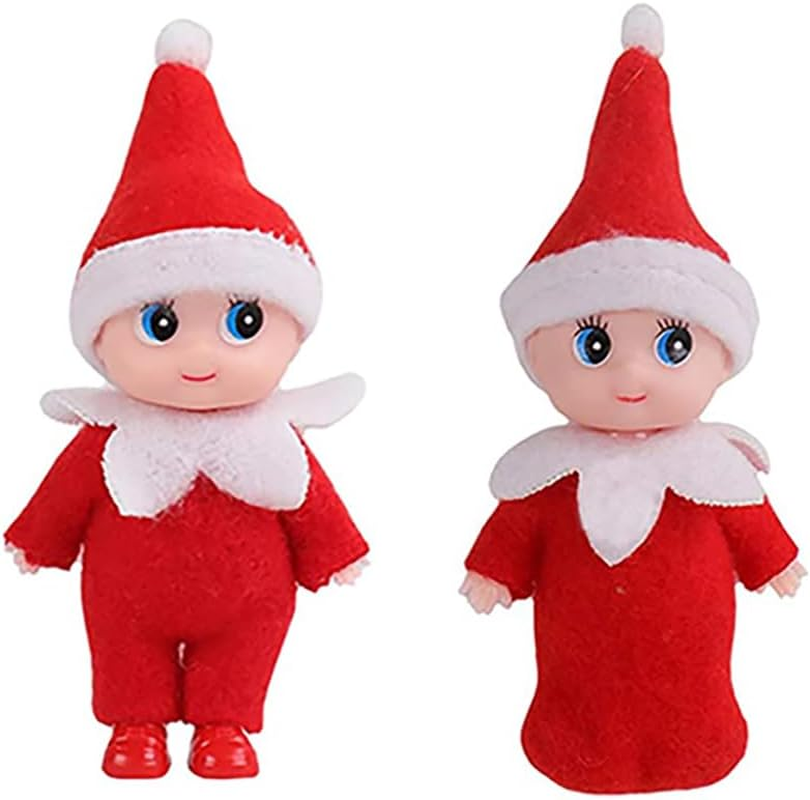 JHBEMAXS 2 PCS Mini Baby Elf Twins Kindness Elves Craft Set Shelf Decoration Tiny Dolls for Girls Boys Kids Adults (Pack of 2 Pieces Red) image number 1