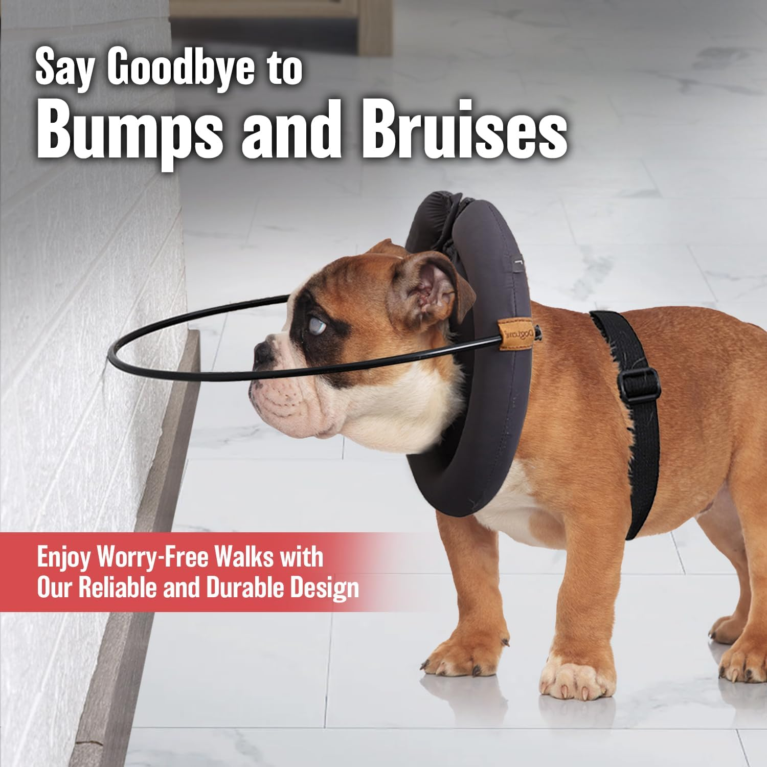 Blind Dog Halo Anti-Collision Harness &ndash; Face Guard for Blind Dogs, Adjustable & Waterproof with Detachable Fiberglass Rod &ndash; Ensures Safety, Prevents Bumps, Ideal for All Breeds & Sizes (Extra Small)